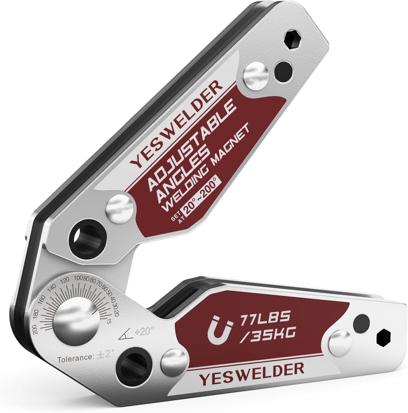 YESWELDER Adjustable Angle Welding Magnet 20-200° Magnetic Medium-77LB