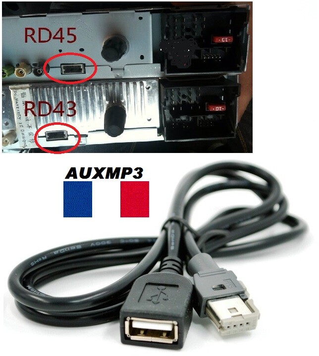 Cable Radio USB Peugeot 207 307 308 407 Citroen C2 C3 C4 For Radio RD43 RD45