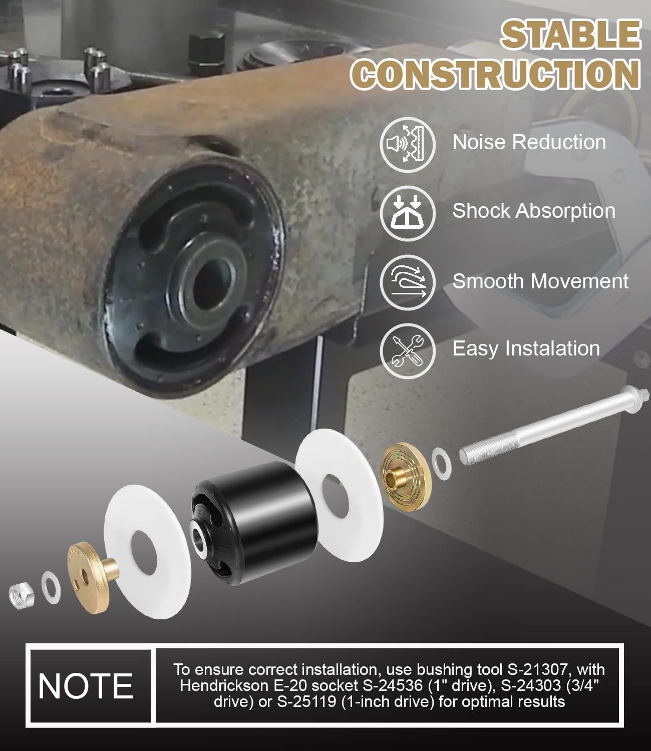 For Hendrickson Quick Align Pivot Bushing Kit+Alignment Collars S-24691S S-28654