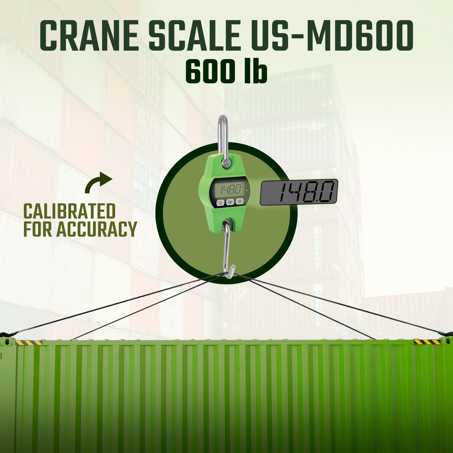 Portable Easy to Use 600 lb Digital Crane Scale LCD Display with Hooks