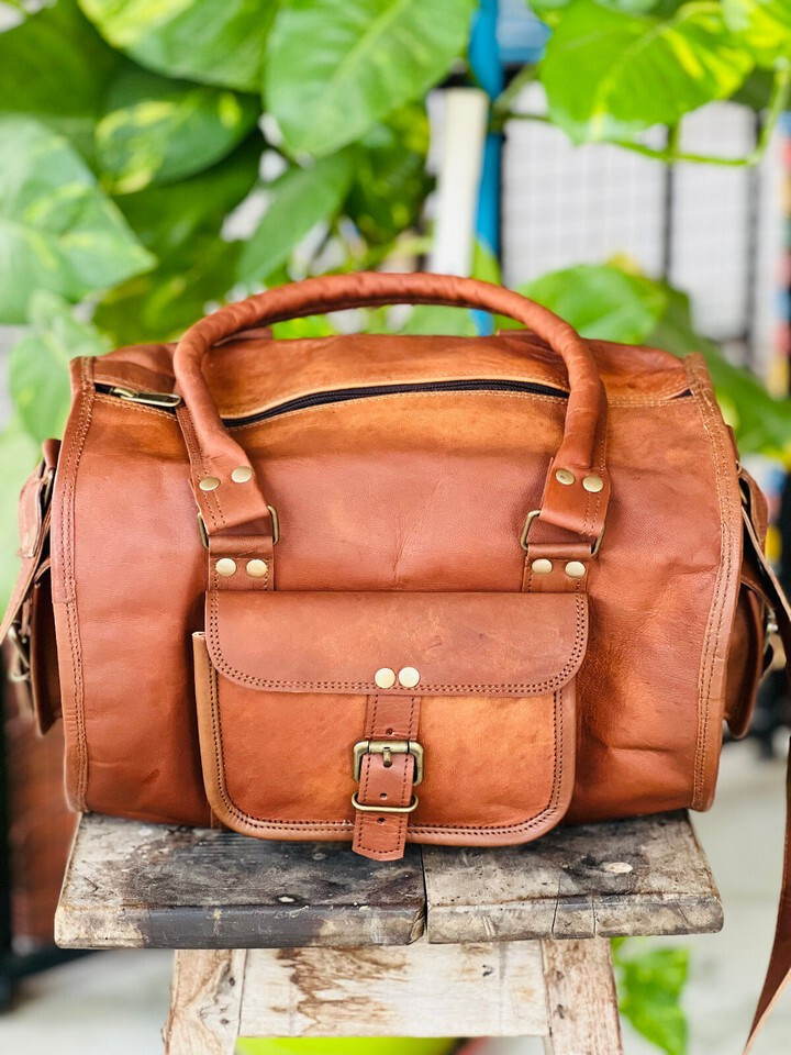 Magic Leather Vintage Duffle Luggage Weekend Gym Overnight Travel Bag
