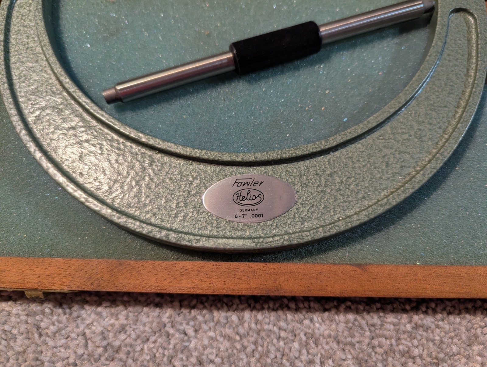 Fowler Helios Micrometer 6-7" .0001 With Setting Standard + Wood Box