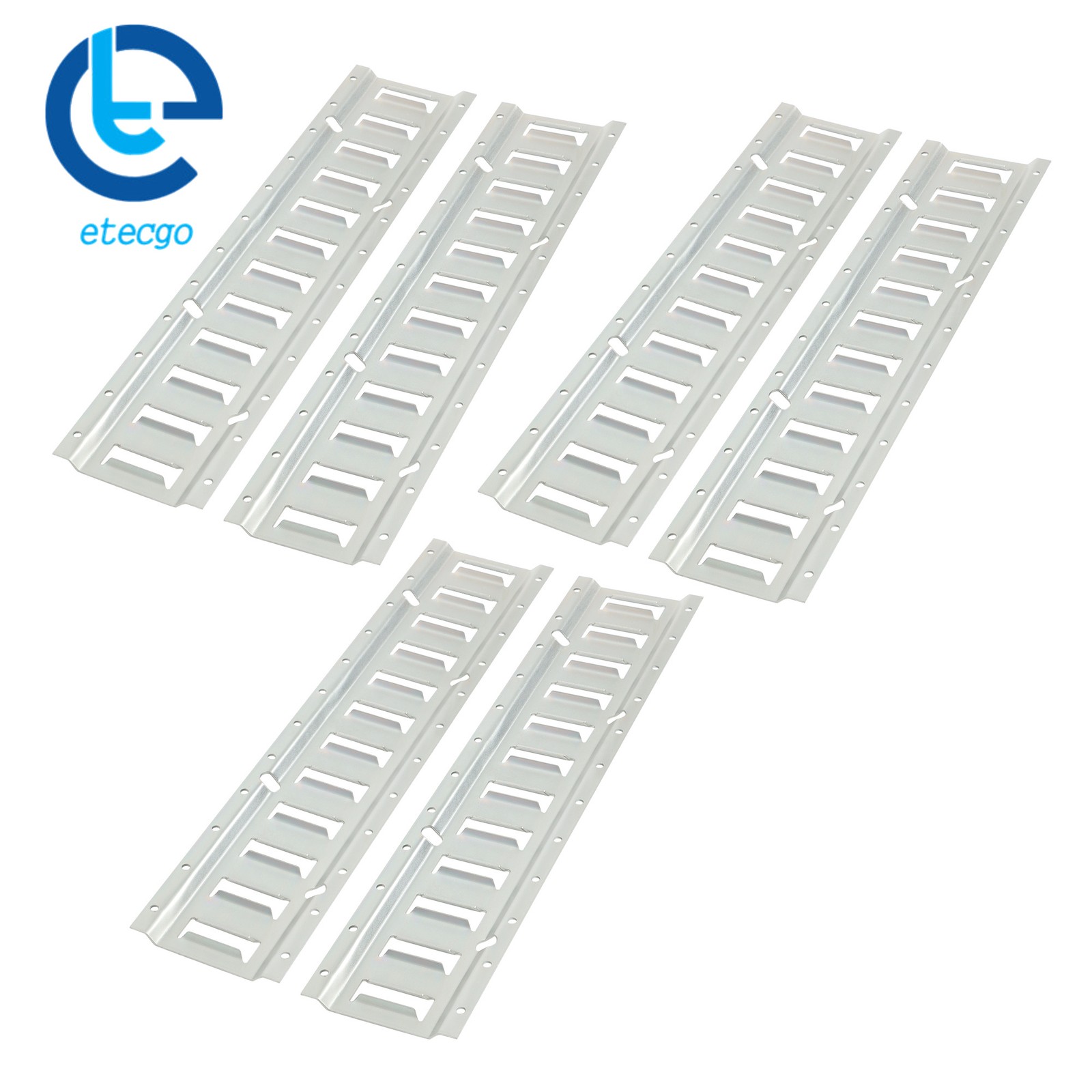 6 Pack 2' E Track Tie Down Rail Kit Silver Galvanized Fit For Trailer Truck Van