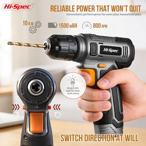 8V Cordless Drill Set & Home Tool Kit – USB Rechargeable 47-Piece Gray