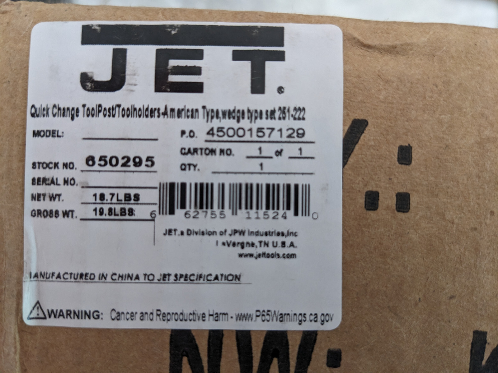 New Jet 650295 200 Series Wedge Type Tool Post Set Quick Change Tool