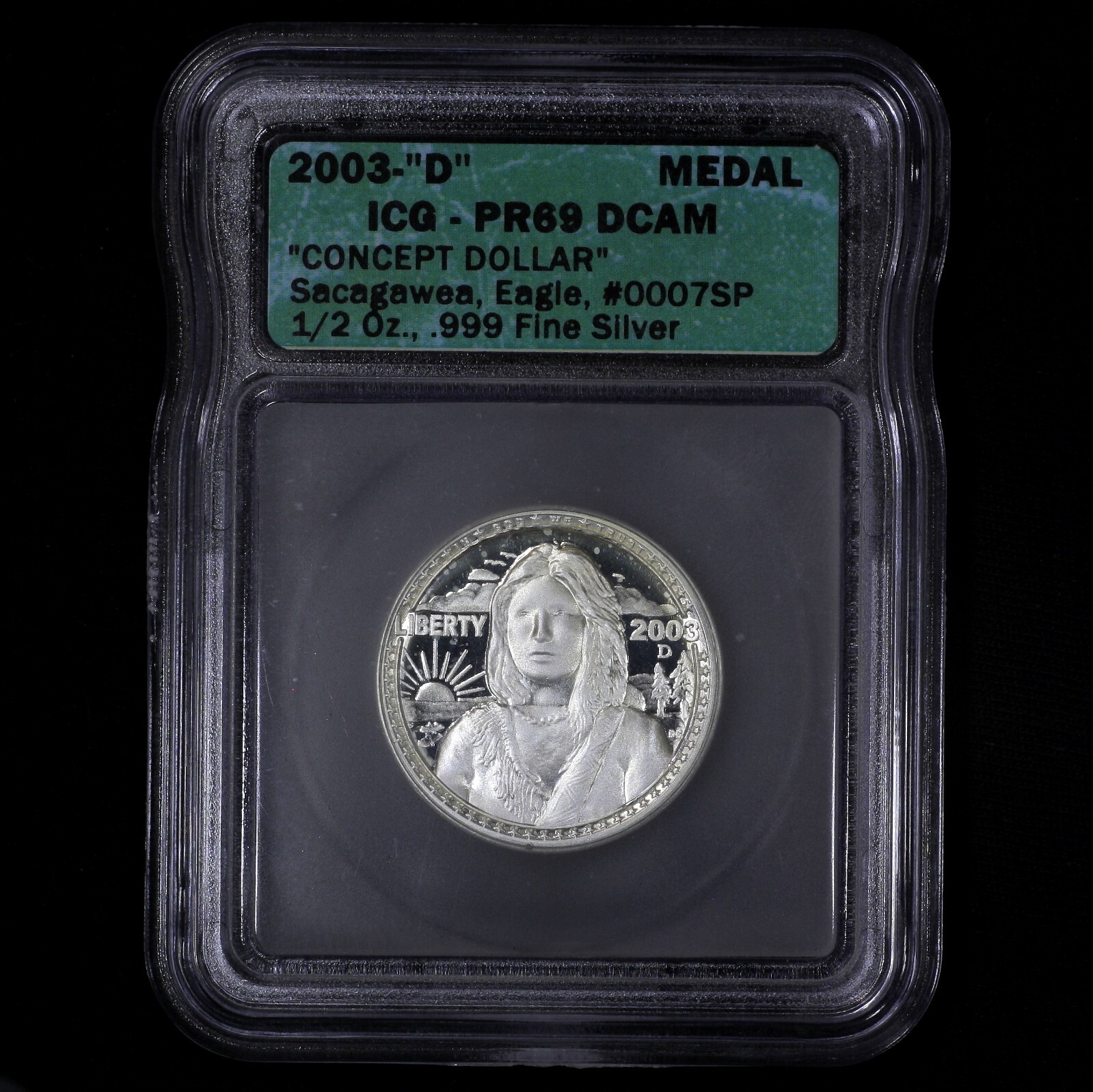 2003-D Sacagawea Concept Dollar by Daniel Carr 1/2 Oz .999 Silver Pattern Coin