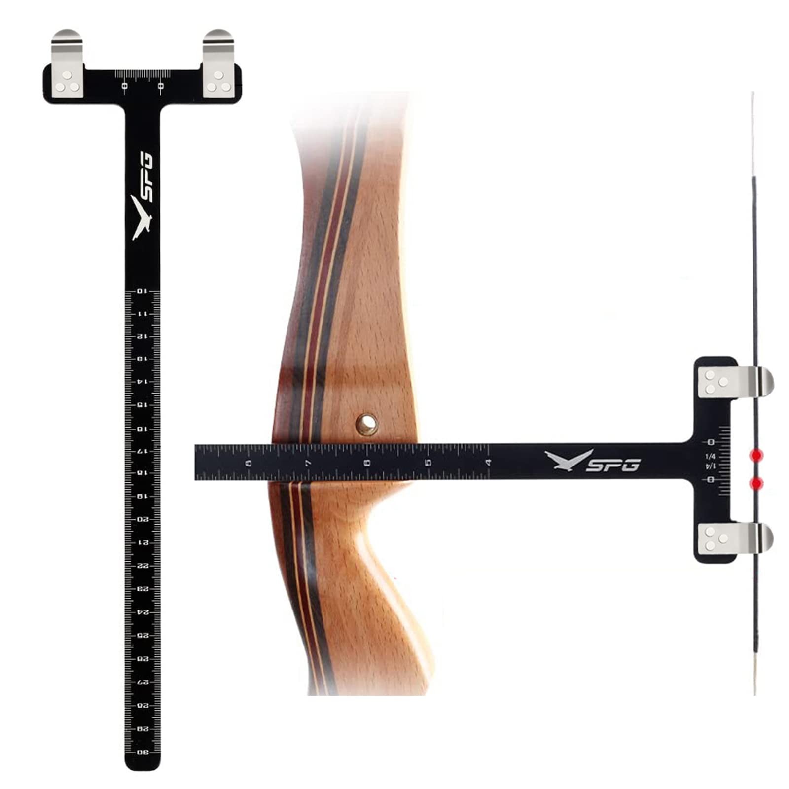 SOPOGER Archery Bow Square T Shape Ruler Bowstring Black