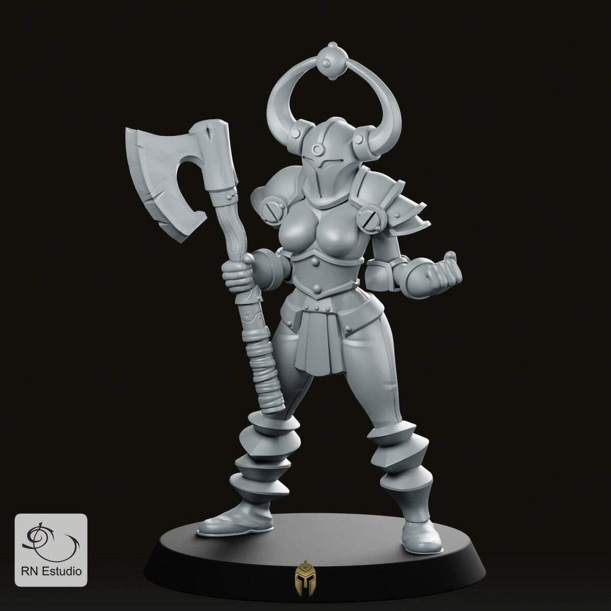 HeroQuest Female Chaos 4 Miniature Armoured Axe Warrior