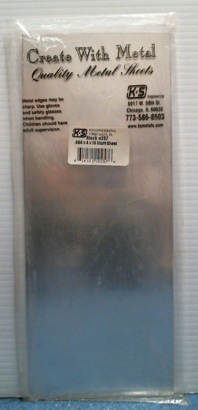 K & S .064 X 4 X10 Aluminum Sheet  (#257) FS