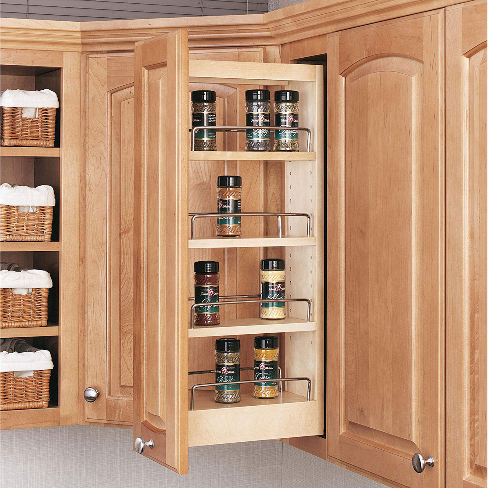 Rev-A-Shelf 448-WC-5C 5-Inch Wood Pull Out Wall Storage Cabinet Organizer, Maple