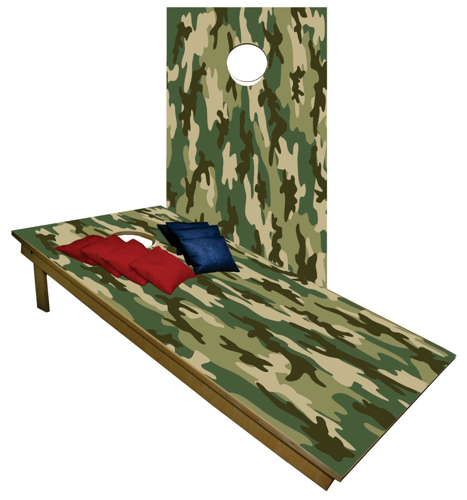 Forrest Camo CORNHOLE BEANBAG TOSS GAME w Bags Game Board Hunters Wood Set