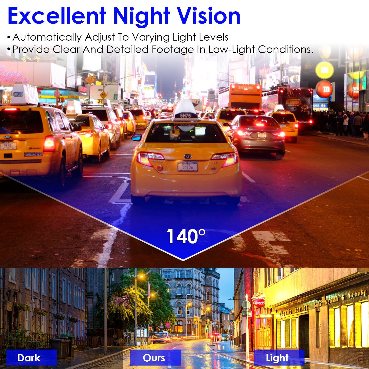2K Dual Dash Camera for Cars, Free 32G SD Card and 140° Wide Angle WiFi App