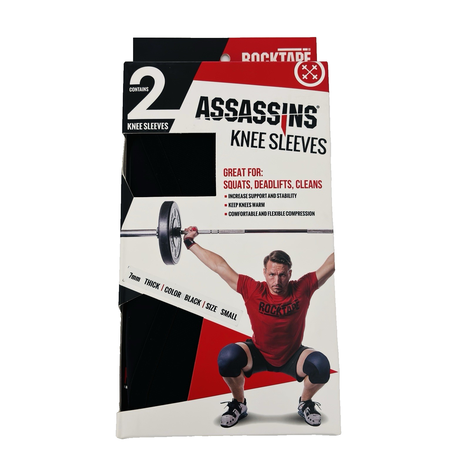 NEW Small RockTape Assassins Compression Knee Support Sleeves 7mm Thick Black