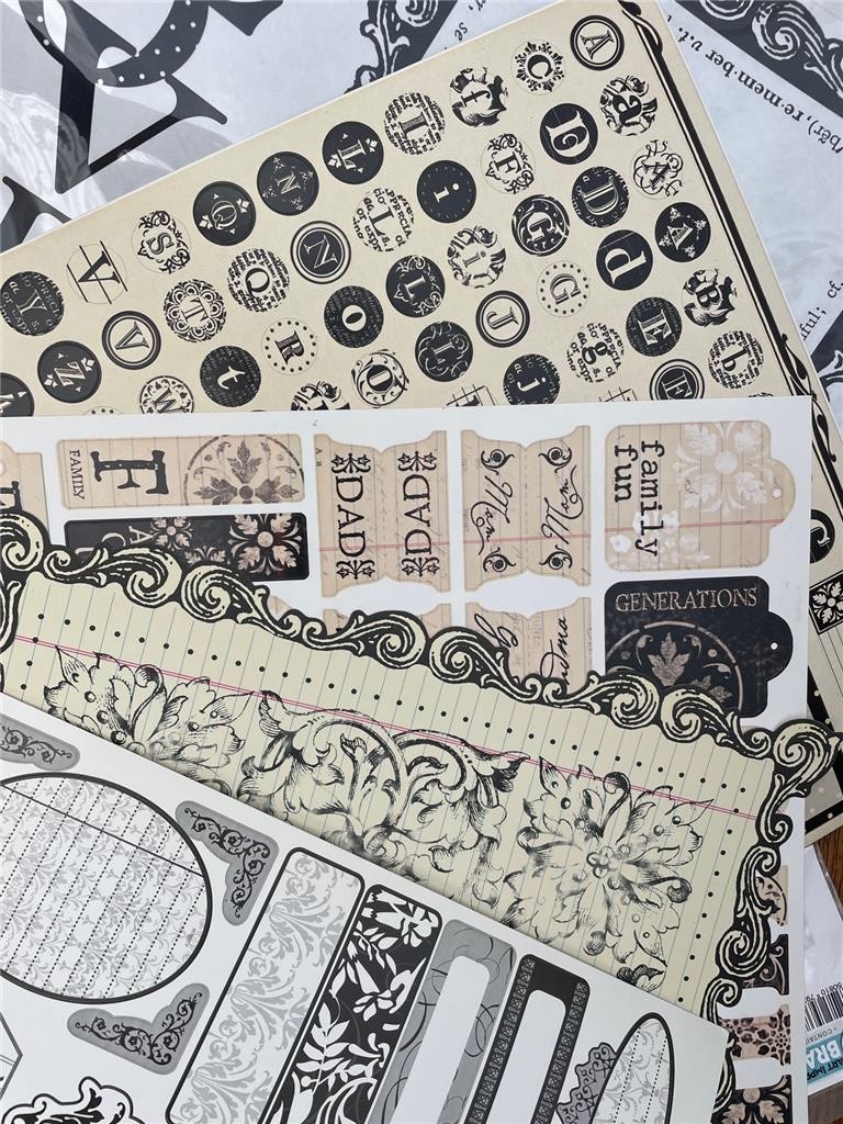 new vintage CREATIVE IMAGINATIONS NARRATIVES PAPER 12X12 & DIE CUT STICKERS
