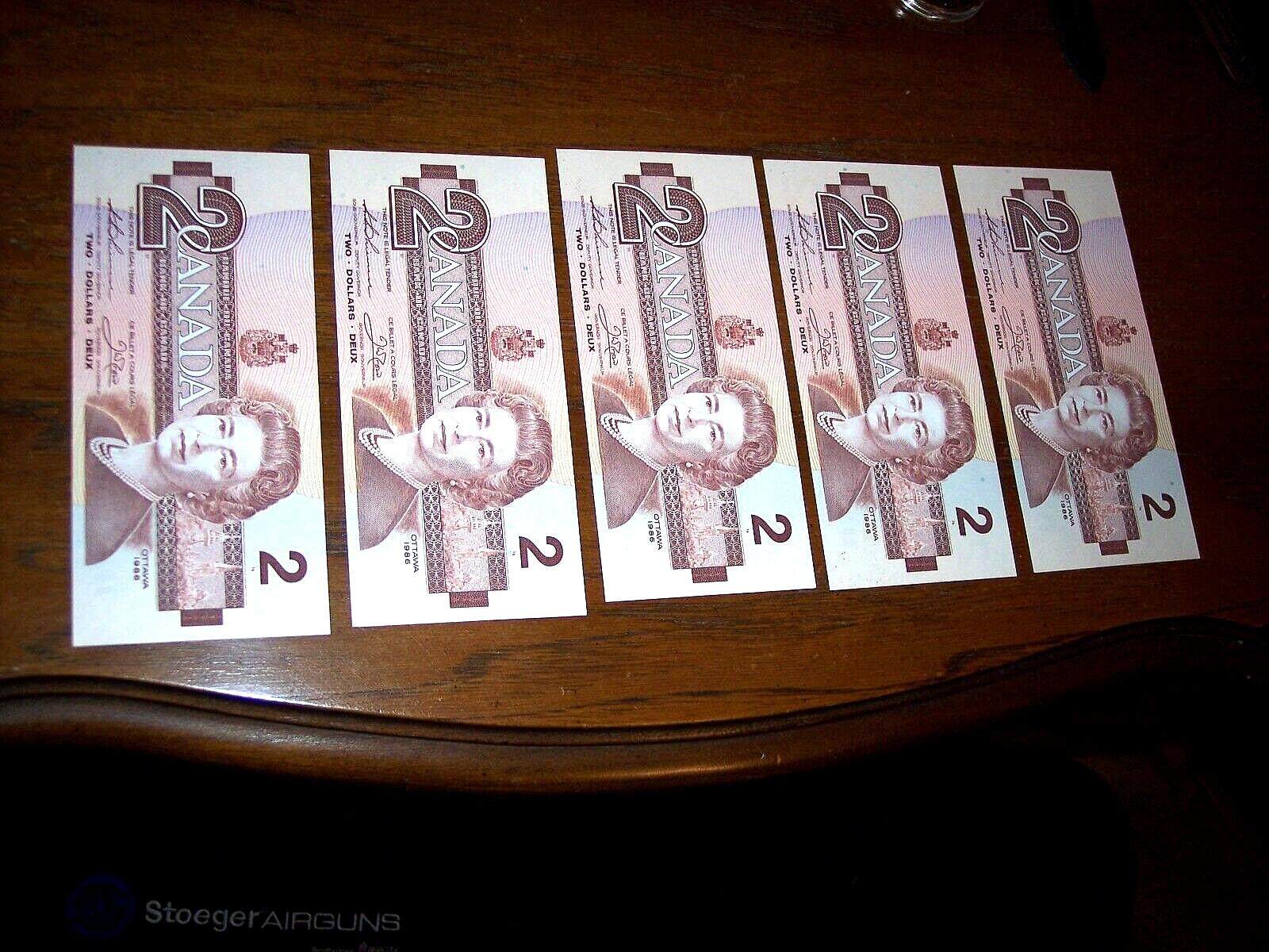 5 Consecutive $2 Bill Canadian Banknote Queen Elizabeth 1986 Banknote Two Dollar