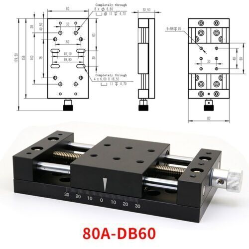 Manual Linear Stage Translation Displacement Platform 80x60mm 80A-DB60 X-Axis