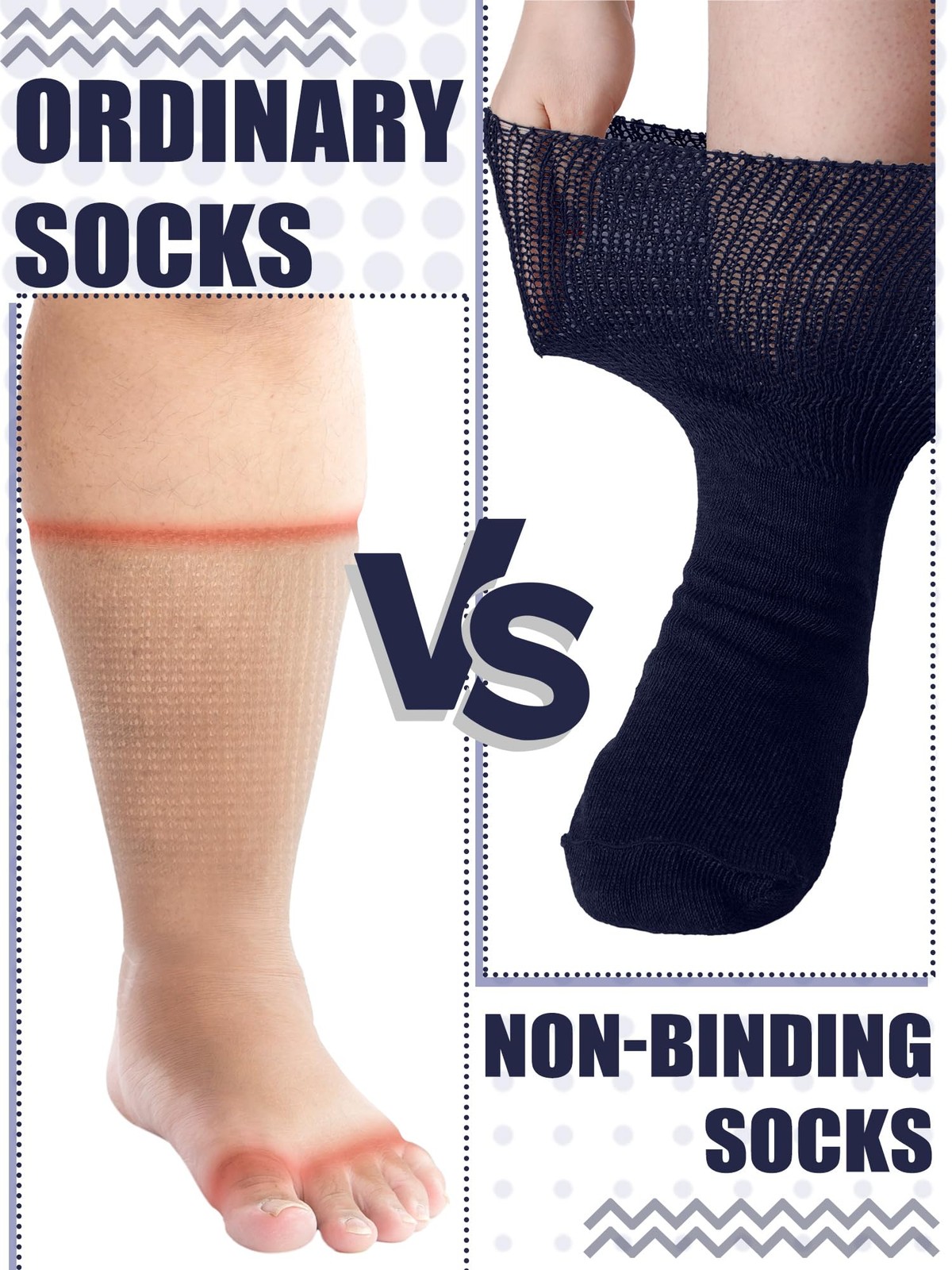 Extra Wide Socks 4 Pairs 30 Inch Bariatric Lymphedema Non Binding