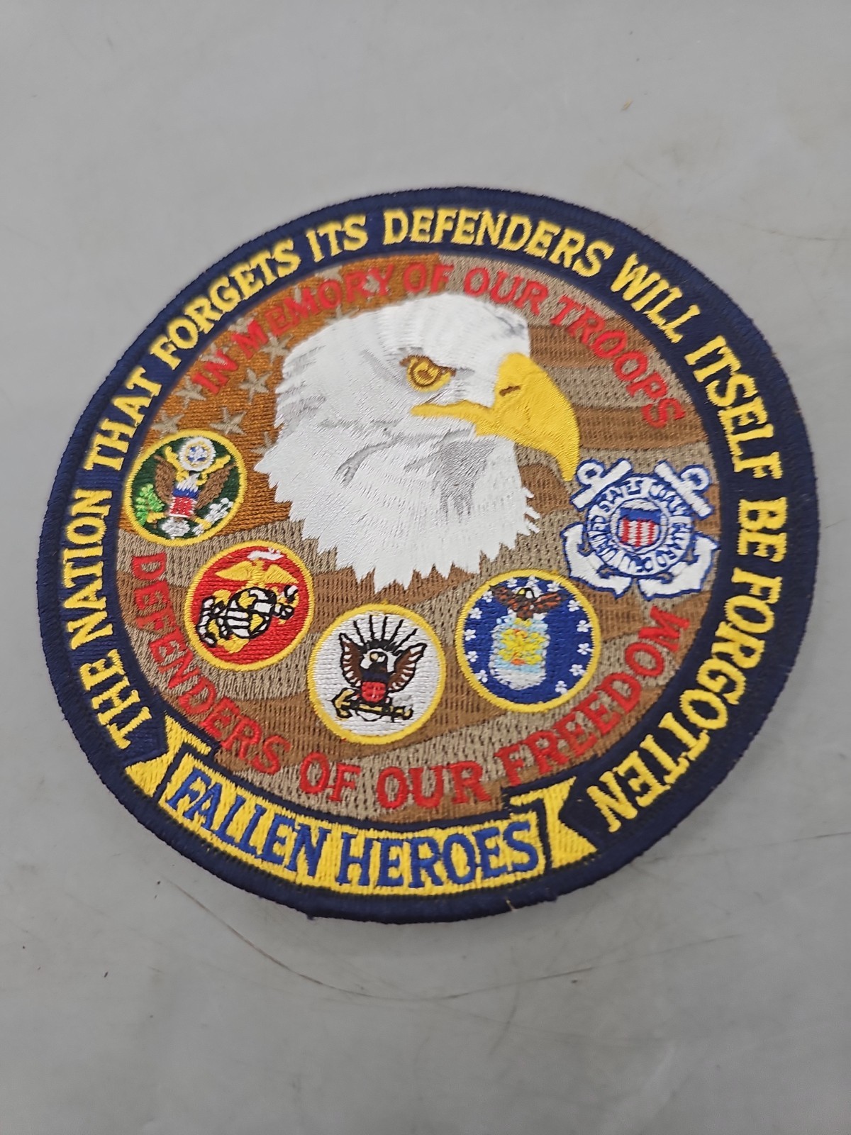Fallen Heroes Defenders Of Our Freedom Embroidered Military Patch 11.5in Round