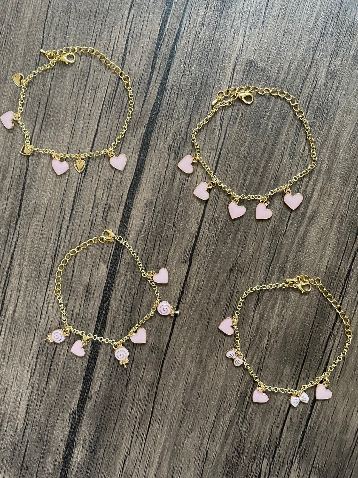 Handmade 4- Piece Love Charm Bracelet Set