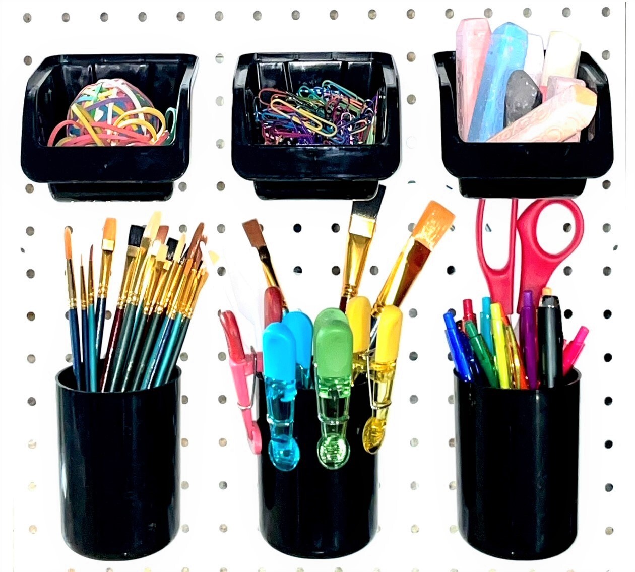 WallPeg Pegboard Bins - 20 Pc. Kit Hooks to Standard Peg Board Panel Workbench