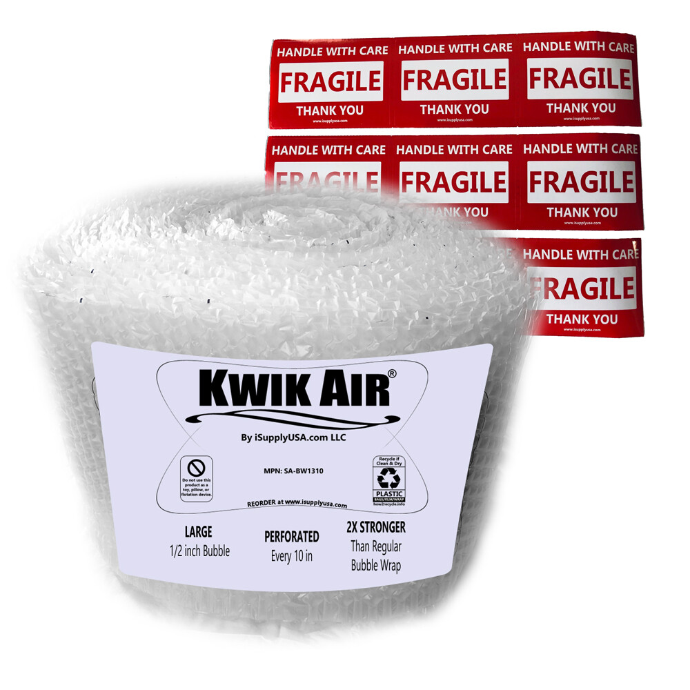KwikAir® Bubble Cushion Wrap Roll 120' x 14" MEDIUM 5/16" Bubbles Perforated 10"