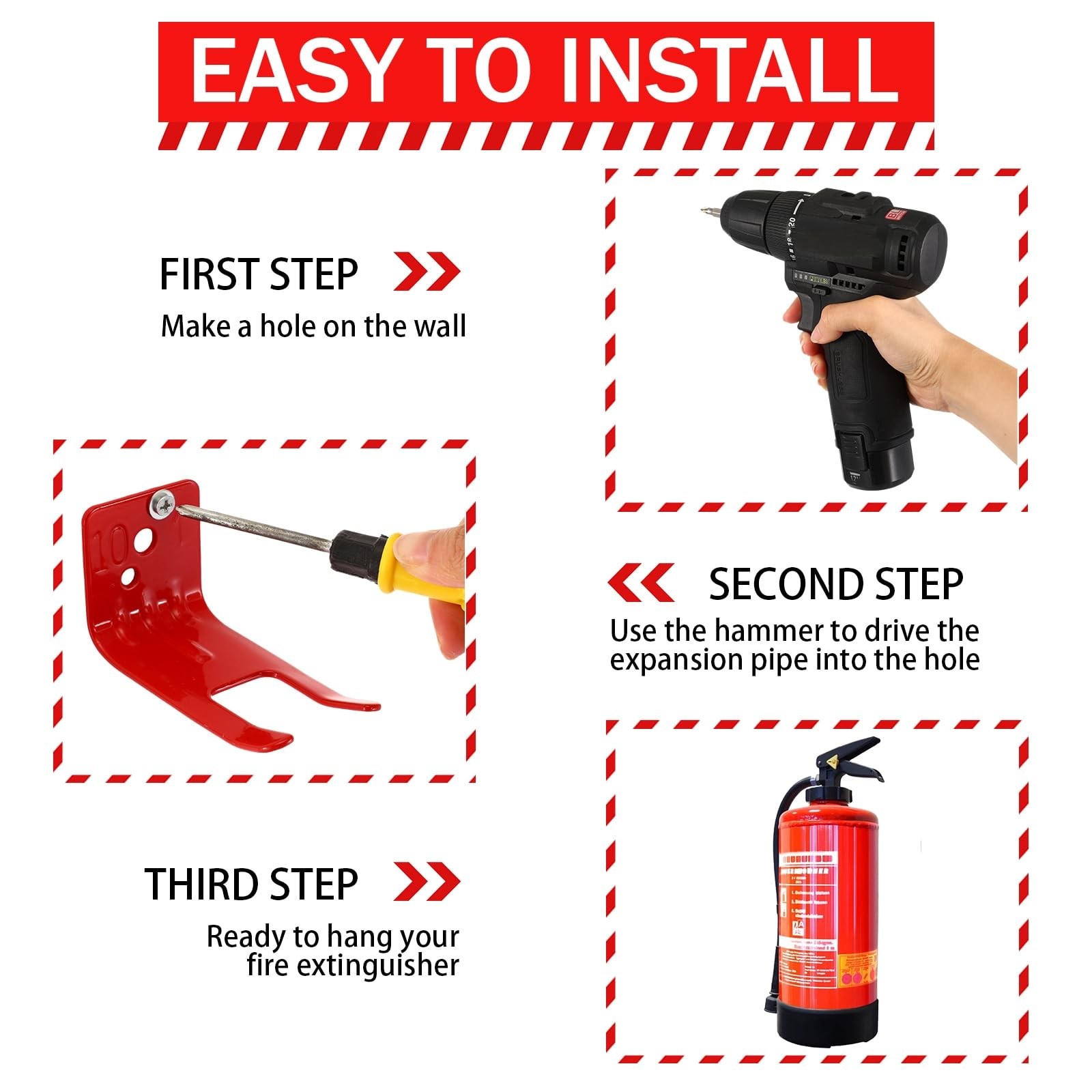 24 Sets Universal Fire Extinguisher Bracket Fork Style Mount Holder 513 Lb Red