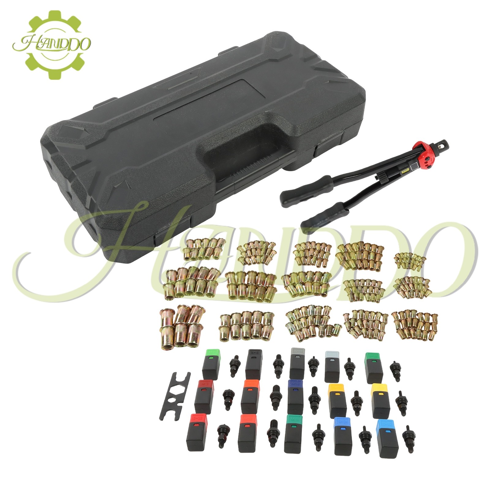 236Pcs Rivet Nut Kit 16Inch Rivnut Tool 15 SAE Metric Mandrels With Case