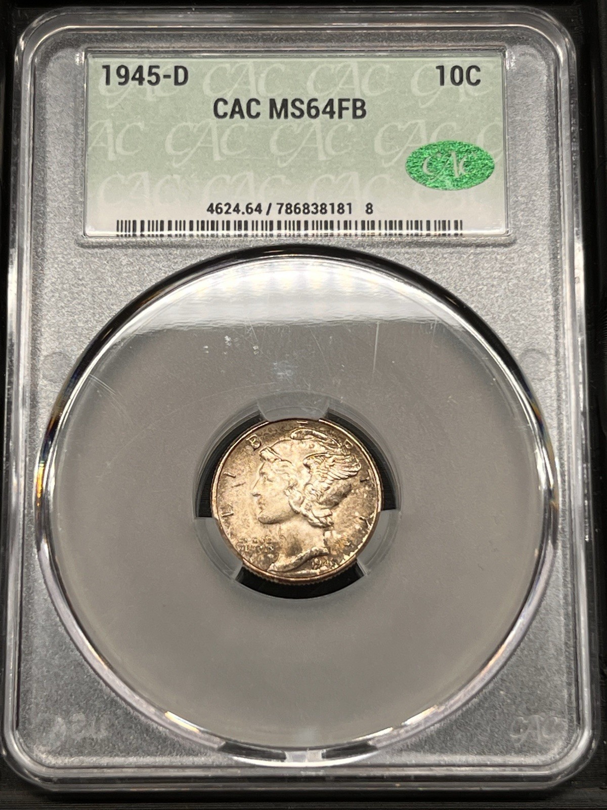 1945-D Mercury Dime CAC MS-64 90% Silver #1421
