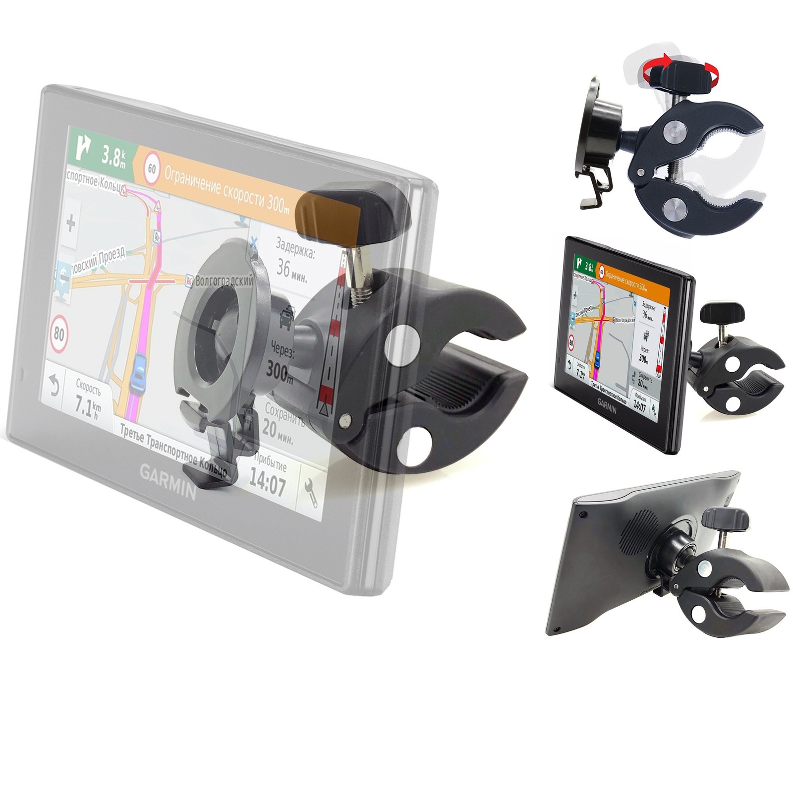 Heavy Duty Bike Motorcycle Clamp Mount Holder for Garmin DriveSmart 5 5LMT EX...