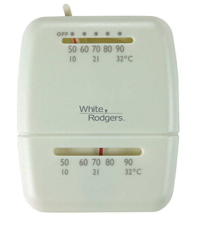 White Rodgers M100 White 24V Rectangle Heating/Cooling Mechanical Thermostat New