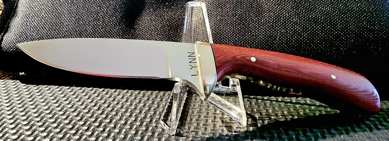 STEPHEN LYNN/ARKANSAS CUSTOM MADE KNIFE/PADAUK HANDLE WITH SOFT CARRYING CASE