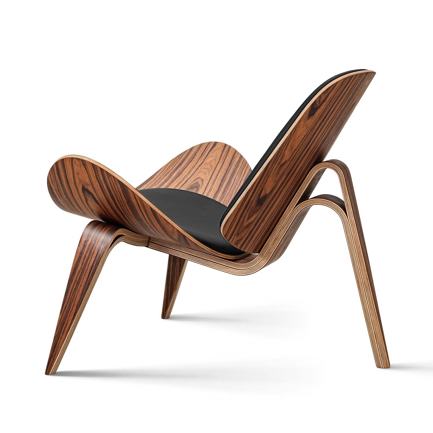 Hans Wegner Shell Lounge Chair Leather Accent Side Chair For Living Room