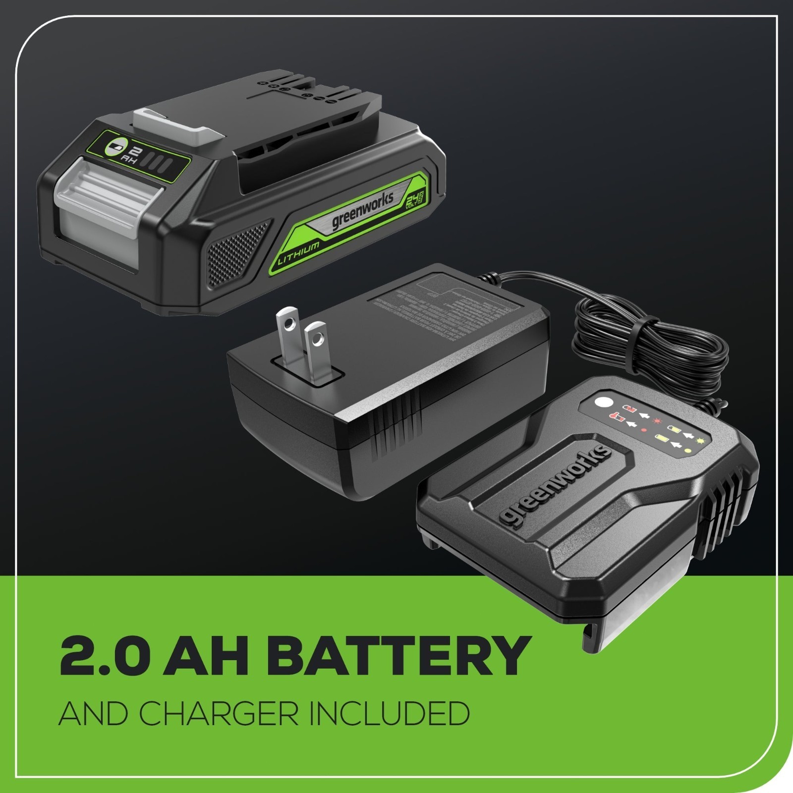 Greenworks 24V Lantern 500 Lumens Camping Light with 2Ah Battery and 2A Charger