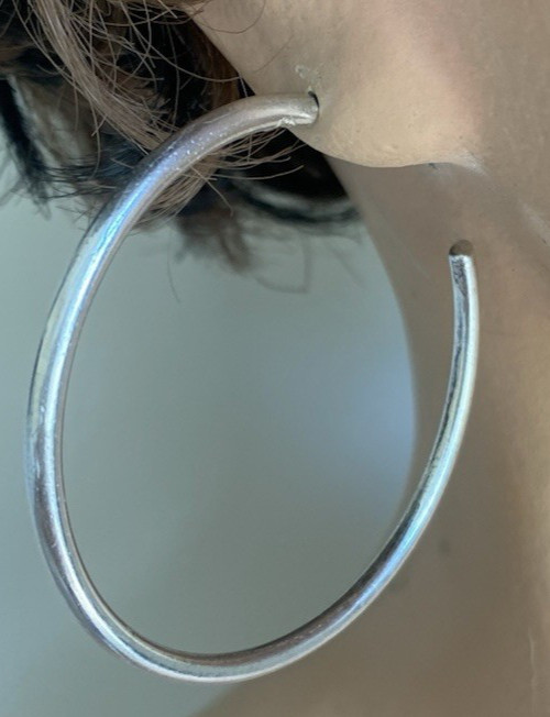 Solid  Sterling Silver Earring Loop  2 Inches Dia. 15 Grams