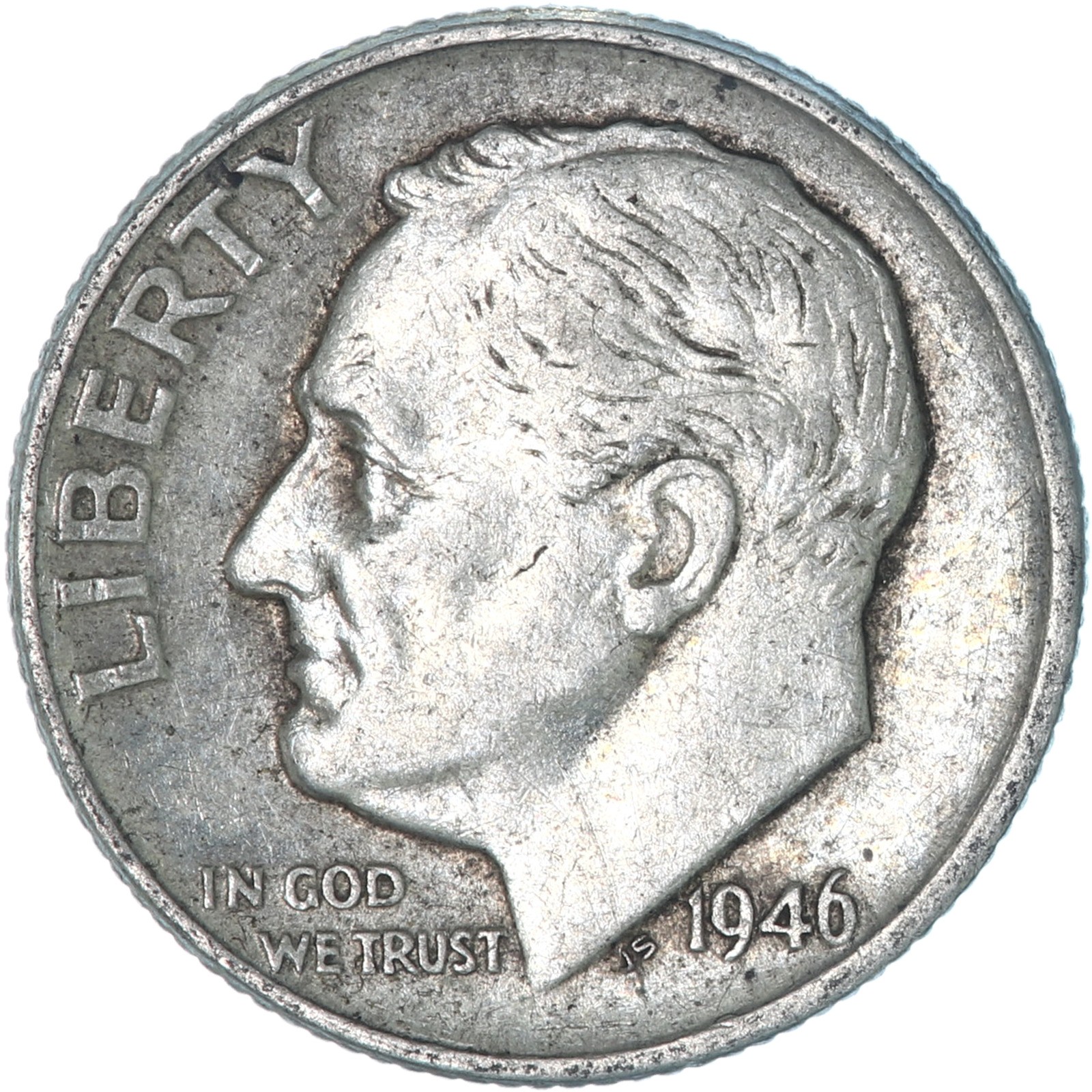 1946 (P) Roosevelt Dime 90% Silver Very Fine VF