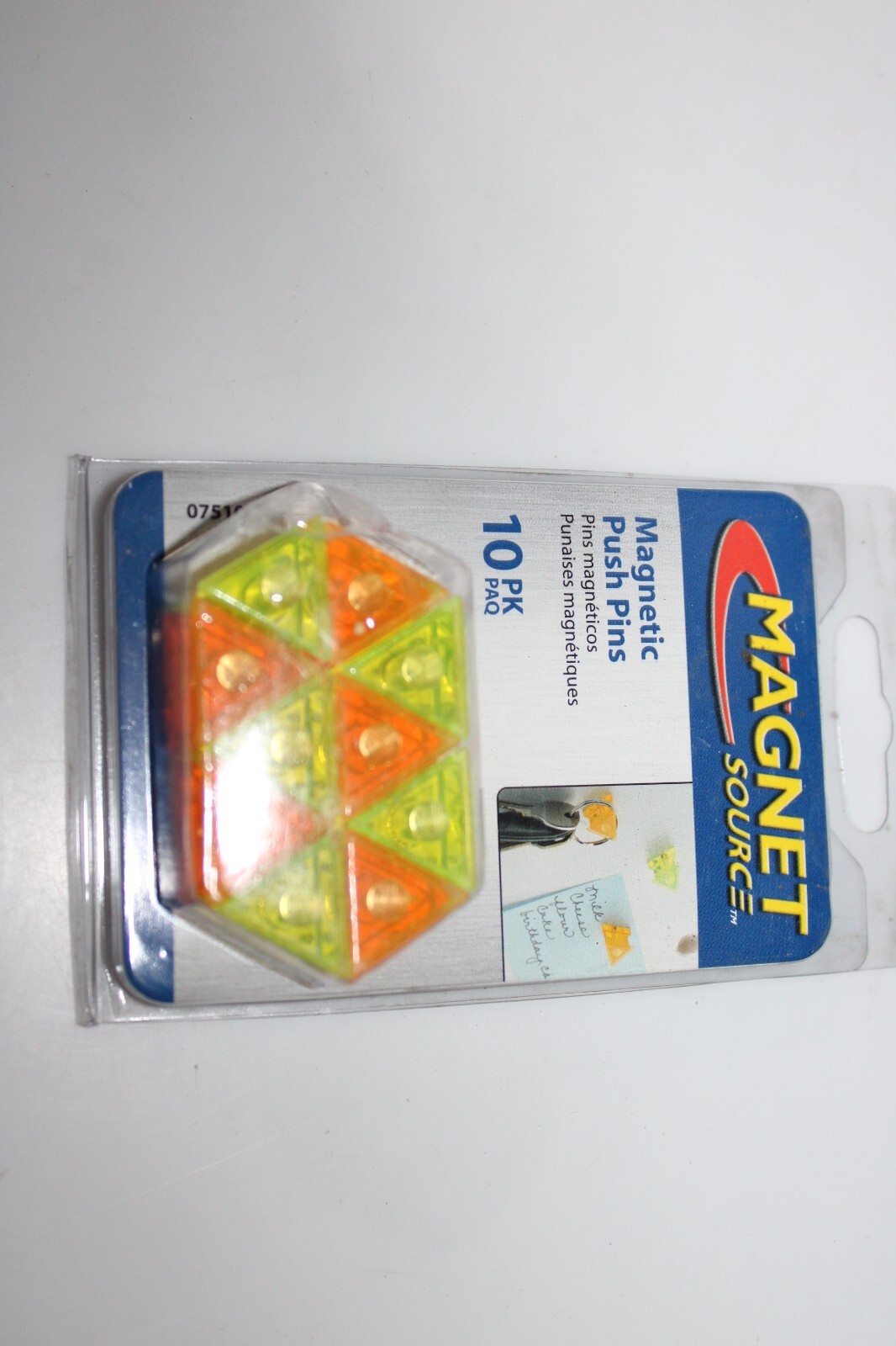 10 pcs Magnet Source 07510 Triangle Push Pin Magnets, Orange Green