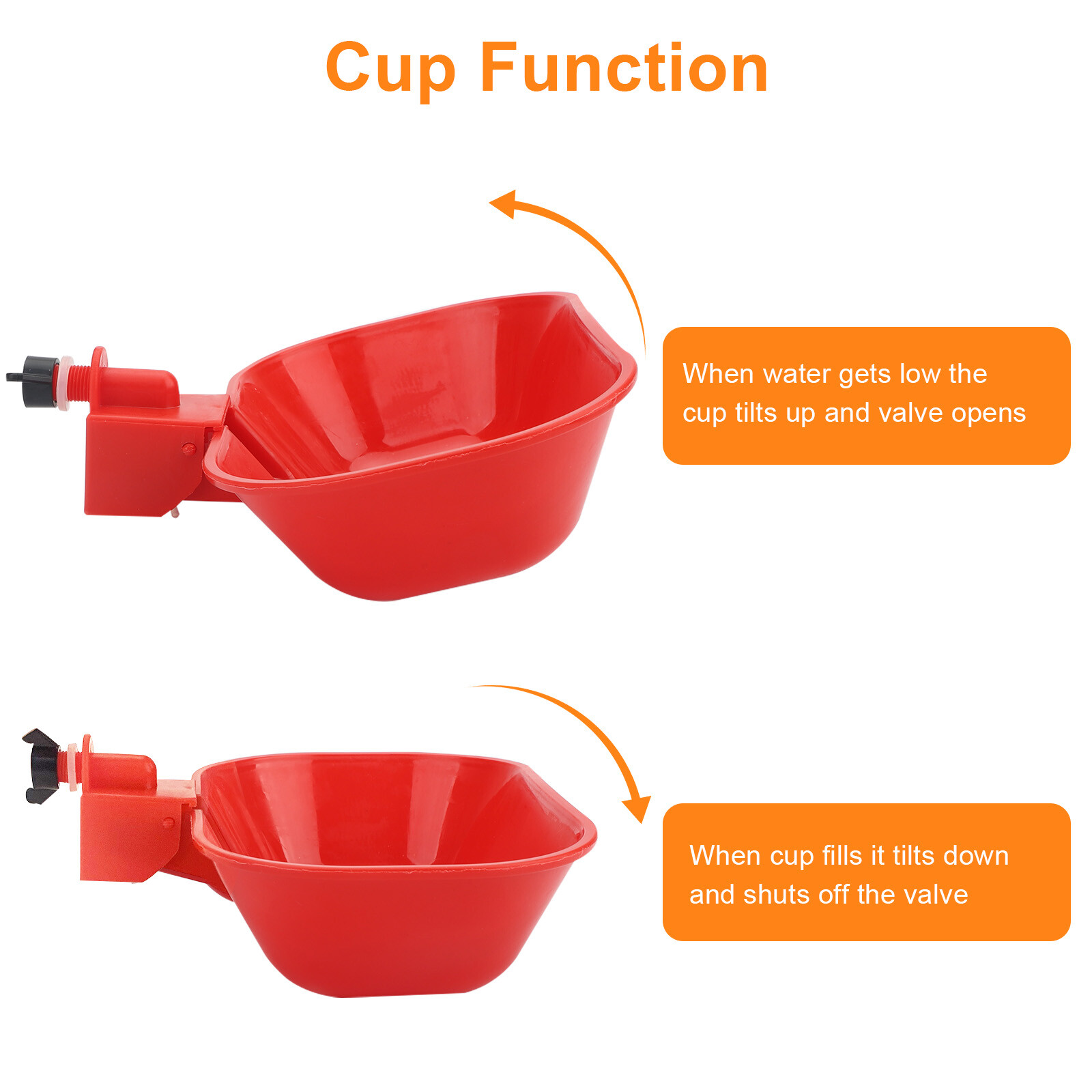6PCS Large Automatic Water Cups Chicken Duck Quail Drinker Waterer w/ Drill Bit