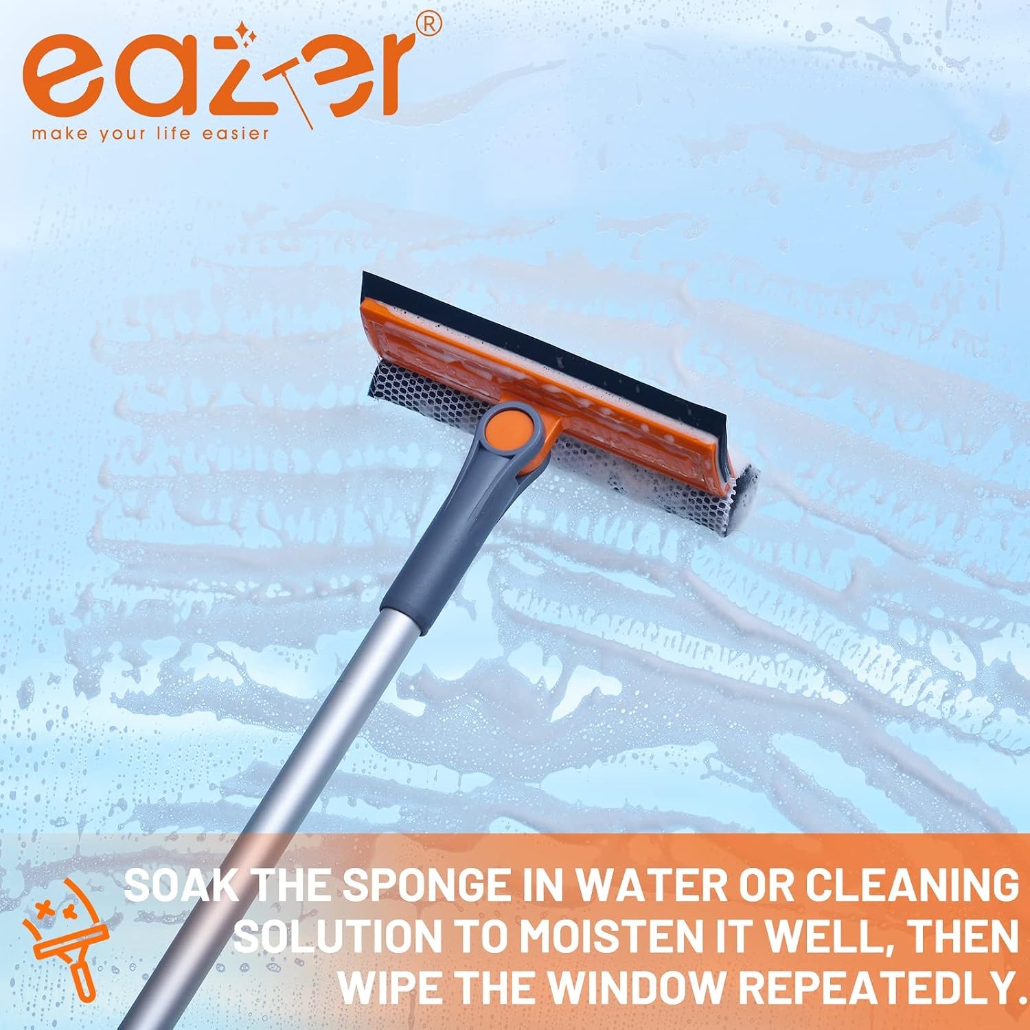 eazer Professional Window Squeegee, 2-in-1 Rotatable Squeegee for Window Cleanin