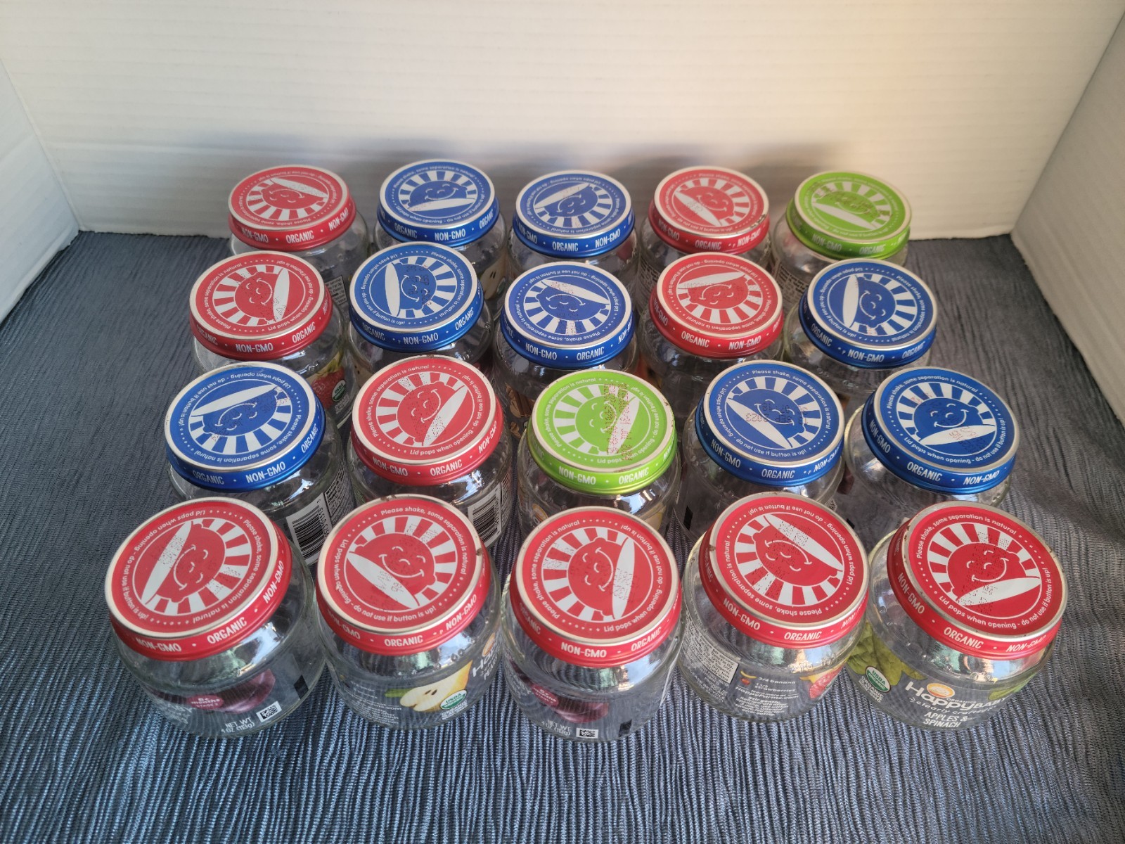 Empty 20 Clean Happy Baby Glass Baby Food Jars + Lids Crafts Storage Candle 4 oz