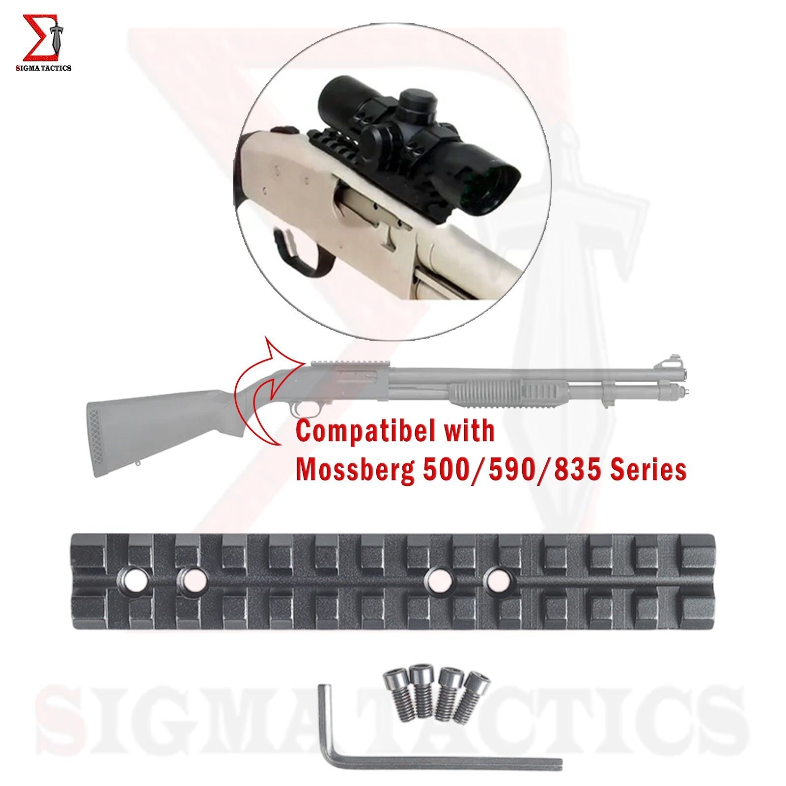 Picatinny Weaver Scope Sight Rail Mount 13 Slot For Shotgun Mossberg 500/590/835