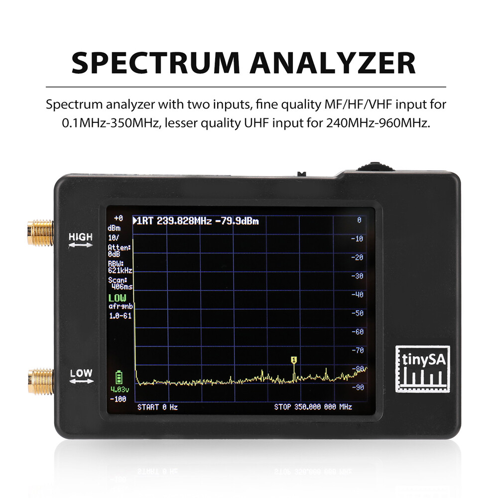TinySA Handheld Tiny Spectrum Analyzer 2.8 Inch Touch Screen 100KHz to 960MHz