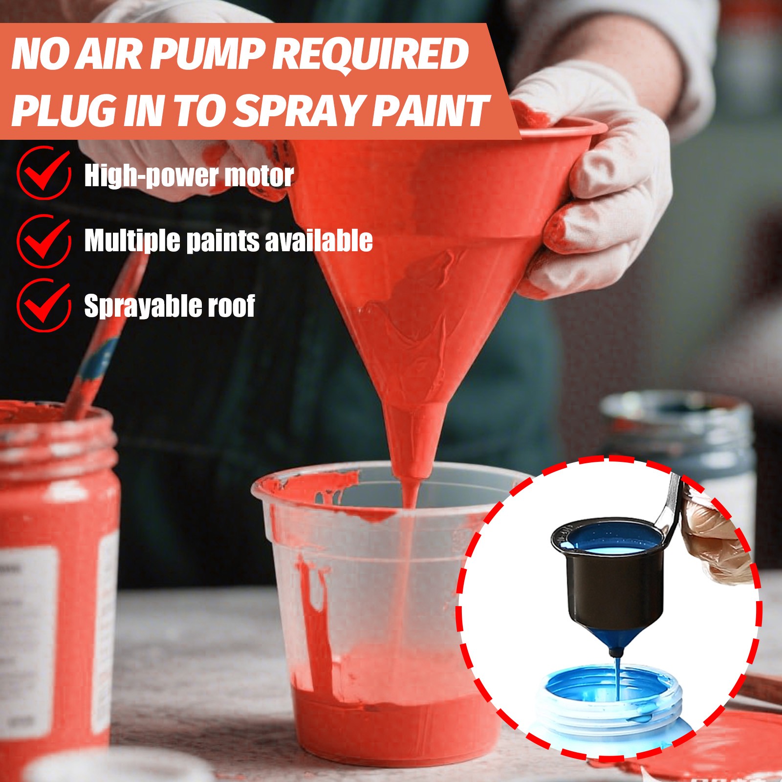 Paint Sprayerwith Adjustable Spray Width Knob 4 Nozzles and 3 Patterns