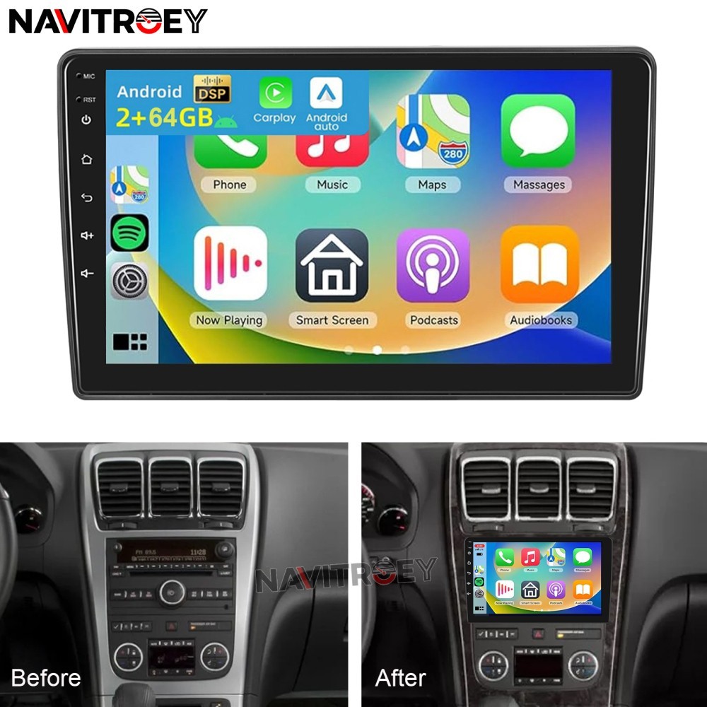 For 2007-2012 GMC Acadia 10.1" Carplay Android 15 Car Stereo Radio GPS Navi 64GB
