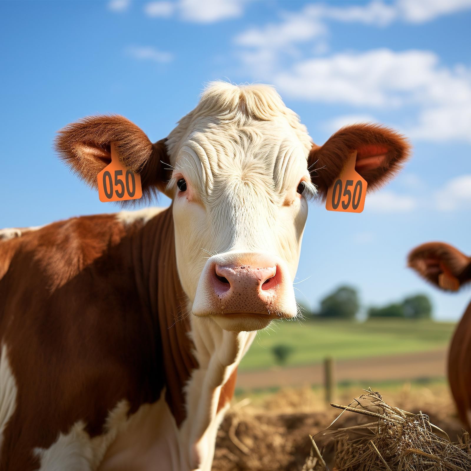Cattle Ear Tags with 001-050 Numbers Large 1-Piece Z Livestock Ear Tags for C...