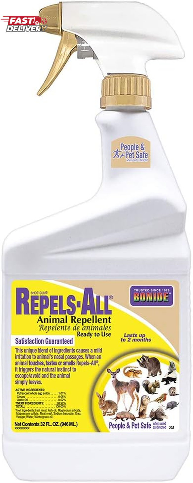 Bonide Repels-All Animal Repellent, 32 Oz Ready-To-Use Spray, Outdoor Garden Dee