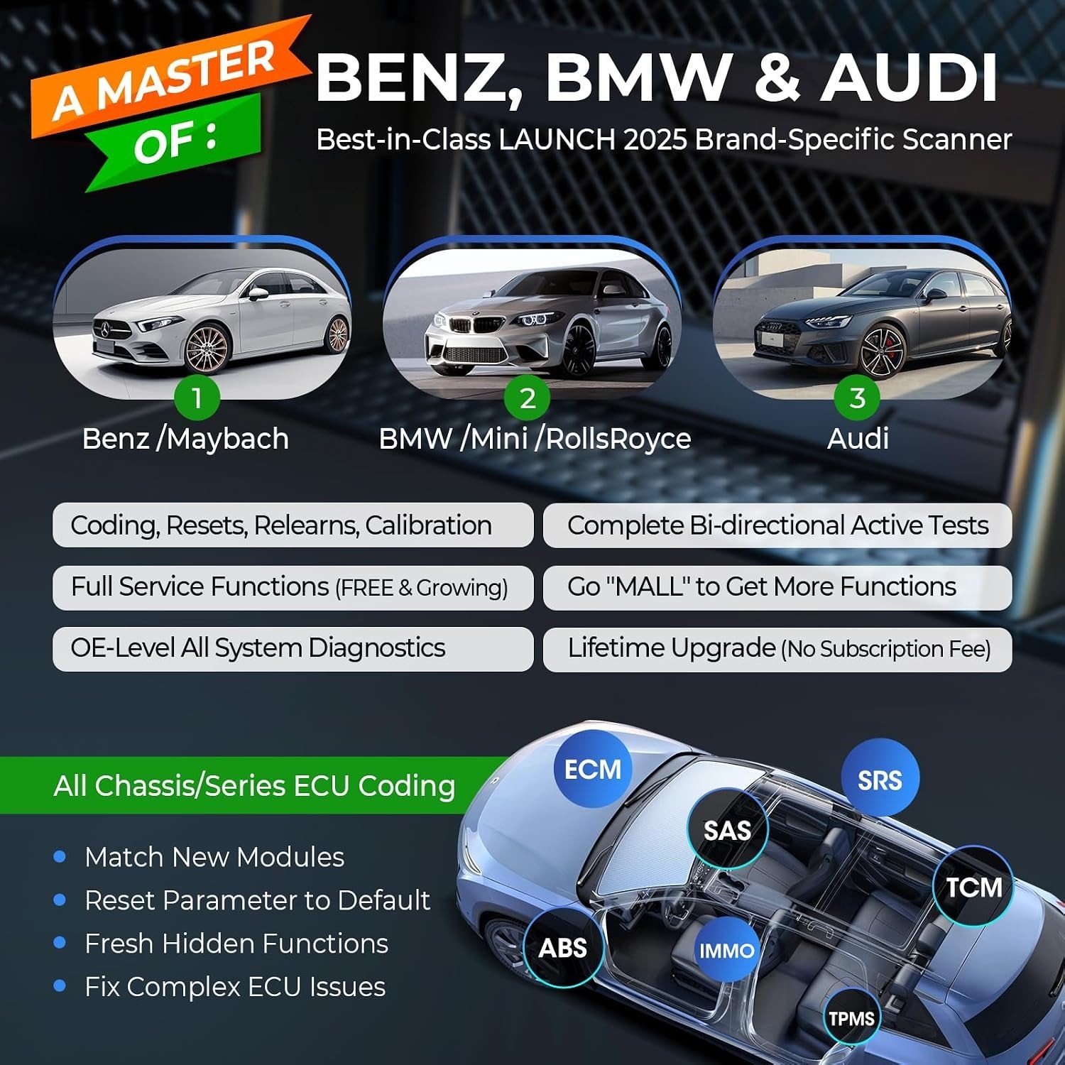 LAUNCH X431 Creader Elite V 2.0 for Car Diagnostic Tool Scanner ECU Coding