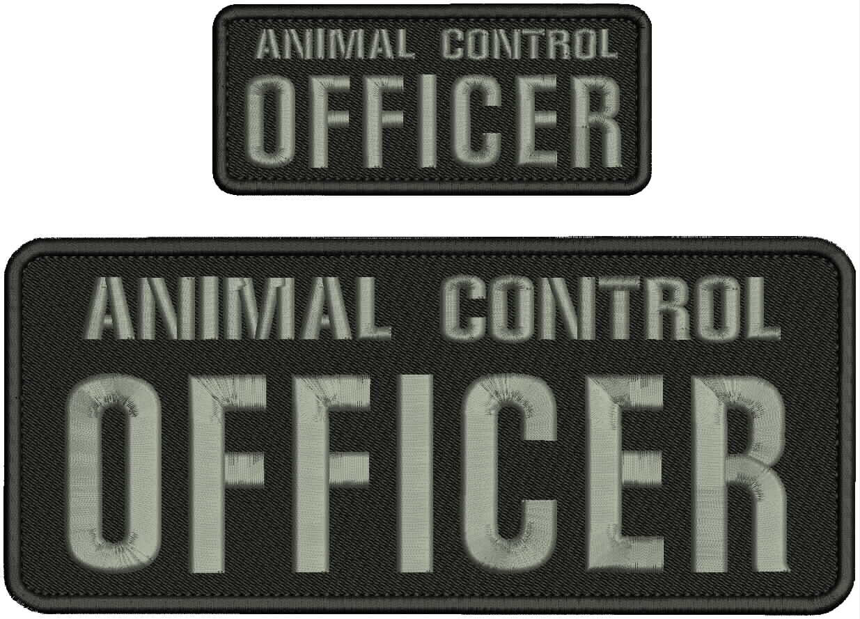 ANIMAL CONTROL OFFICER EMBROIDERY PATCH 4X10 & 2X5 HOOK ON BACK BLACK/GRAY