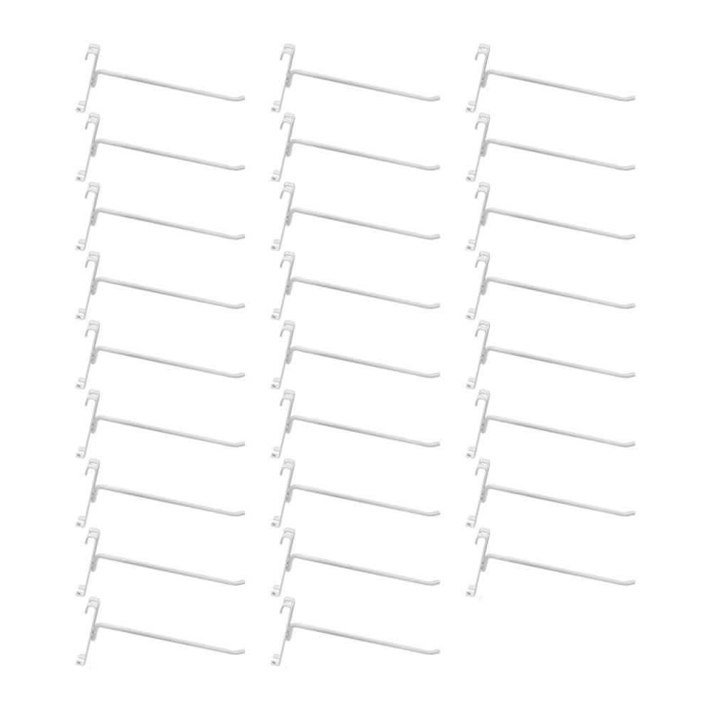 20 Pc GLOSS WHITE 8" Long Gridwall Hooks Grid Panel Display Wire Metal Hanger
