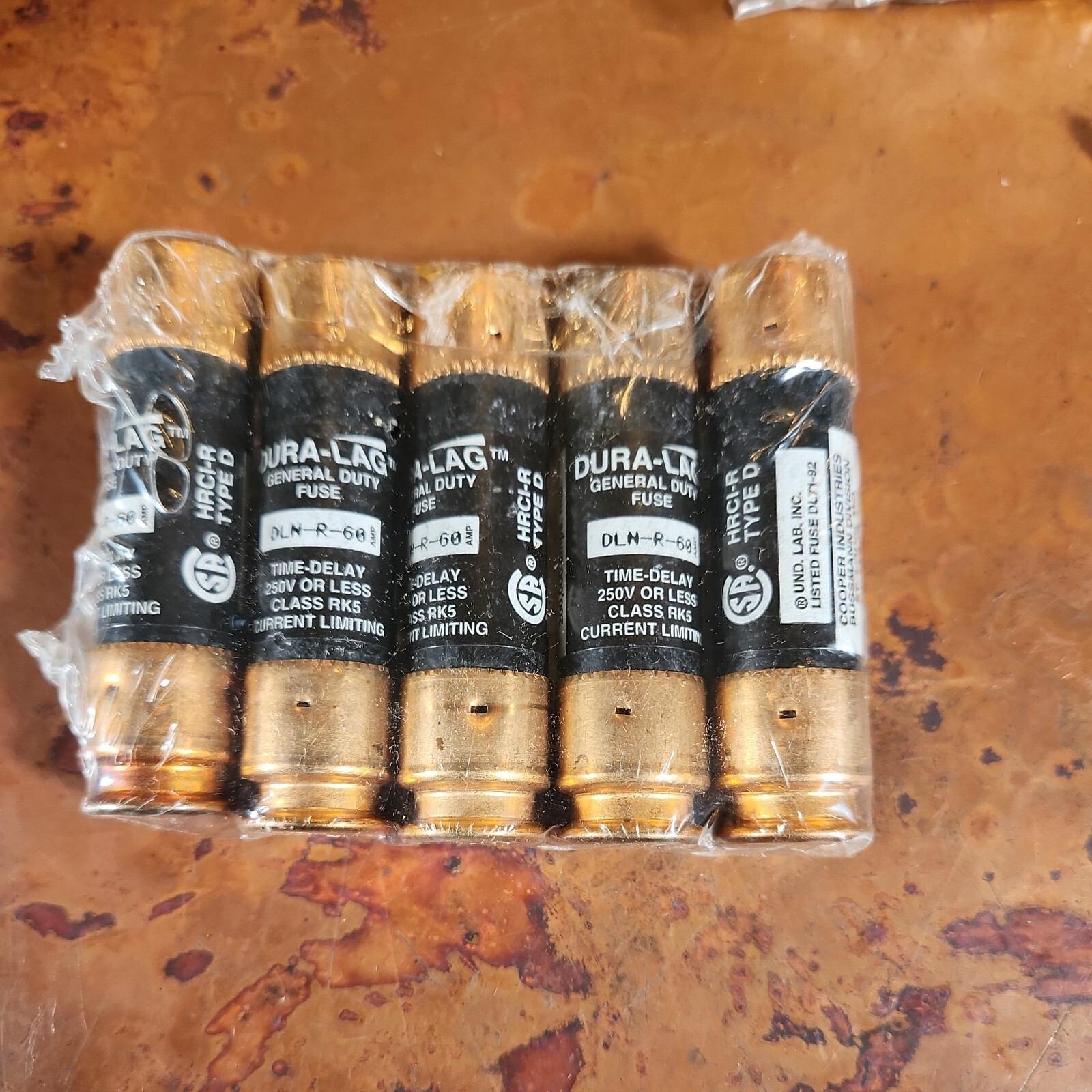 LOT OF 5 NEW DURA-LAG DLN-R-60 TIME DELAY FUSE CLASS RK5 250V