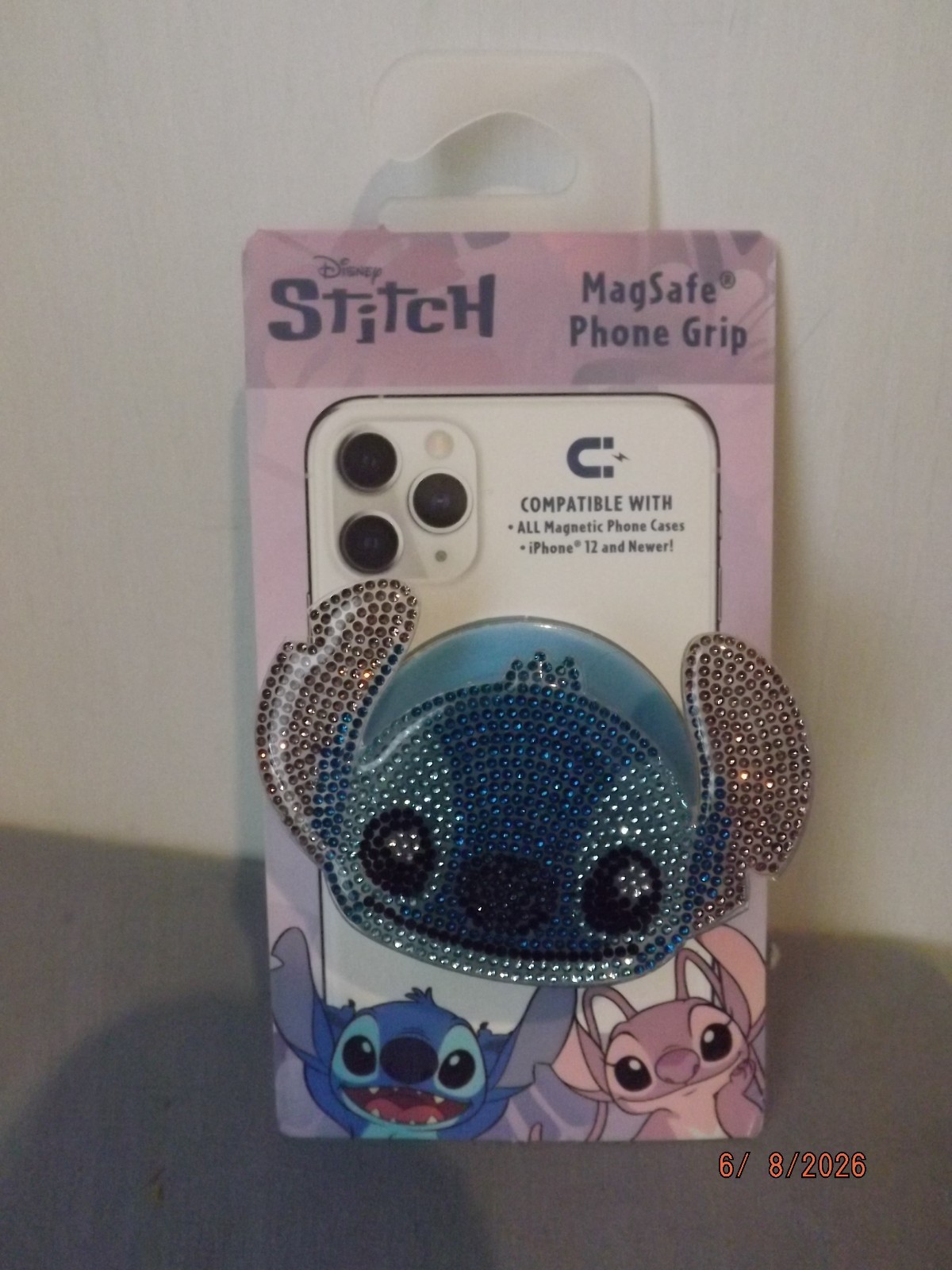Disney Stitch Glitter MagSafe Phone Grip NEW